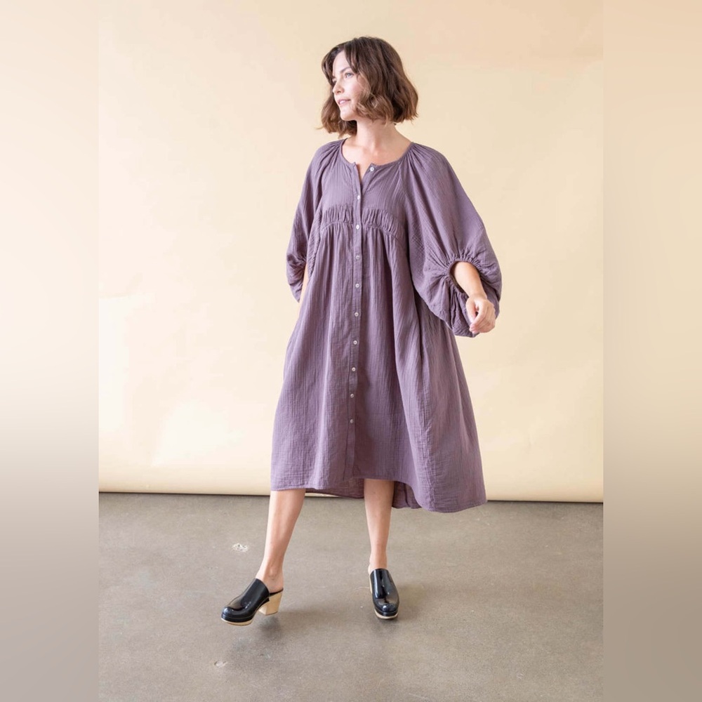 ATELIER DELPHINE PLUM TRUFFLE MAEVE DRESS SIZE LARGE